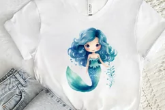 Cute Mermaid Watercolor PNG Clipart Product Image 3