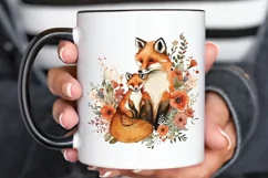 Watercolor Cute Mom And Baby Fox PNG Clipart Product Image 3
