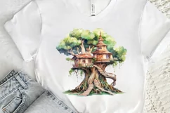 Fairy Tree House Watercolor PNG Clipart Product Image 3