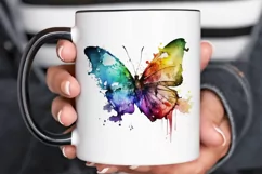 Watercolor Rainbow Butterflie PNG Clipa Product Image 3