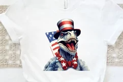 Funny 4th of July T-rex Sublimation PNG Clipart Product Image 3