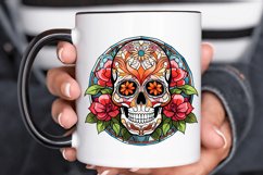 Flower Skull Stained Glass Sublimation PNG Clipart Product Image 3