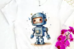 Robot Boy Watercolor Sublimation PNG Clipart Product Image 3