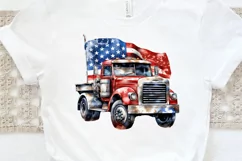 Patriotic Truck Sublimation PNG Clipart Product Image 3