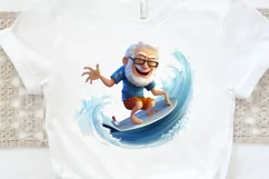 Funny Grandpa Surfing PNG Clipart Product Image 3