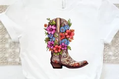 Western Floral Boots Sublimation PNG Clipart Product Image 3