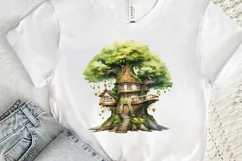 Fairy Tree House Watercolor PNG Clipart Product Image 3