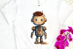 Robot Boy Watercolor Sublimation PNG Clipart Product Image 2