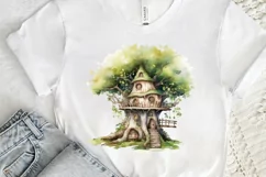 Fairy Tree House Watercolor PNG Clipart Product Image 3