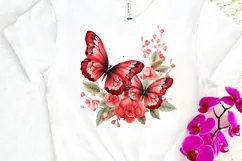 Floral Red Butterfly Couple PNG Clipart Product Image 3