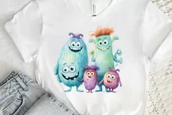 Cute Monster Family Watercolor PNG Clipart Product Image 3