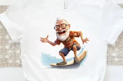Funny Grandpa Surfing PNG Clipart Product Image 3