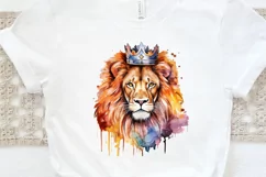 Watercolor King Lion Sublimation PNG Clipart Product Image 3