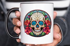 Flower Skull Stained Glass Sublimation PNG Clipart Product Image 3