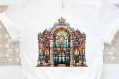 Stained Glass Old Building Sublimation PNG Clipart Product Image 3