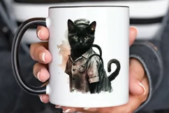 Watercolor Black Cat Nurse png clipart Product Image 3