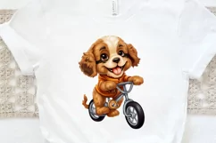 Puppy Riding Bike Sublimation PNG Clipart Product Image 3