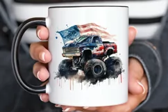Watercolor American Monster Truck png clipart Product Image 3
