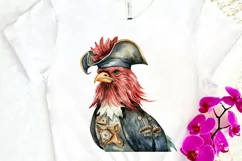 Rooster Pirate Watercolor Sublimation PNG Clipart Product Image 3