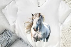 Beautiful White Horse Watercolo PNG Clipart Product Image 3