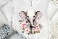 Flower Baby Elephant Sublimation PNG Clipart Product Image 3