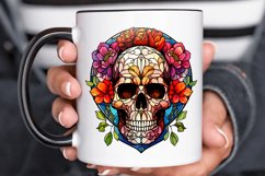 Flower Skull Stained Glass Sublimation PNG Clipart Product Image 3