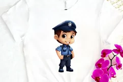 Cute Police Officer Boy PNG Clipart Product Image 3