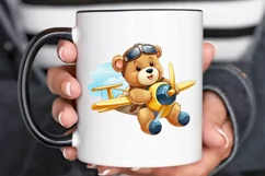 Cute Little Bear Flying On Plane PNG Clipart Product Image 3