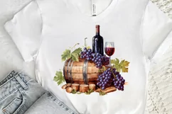 Vintage Grape Wine Bottle and Barrel PNG Clipart Product Image 3