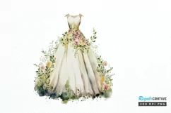 Watercolor Wedding Dress PNG Clipart Product Image 1