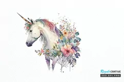 Watercolor Cute Unicorn PNG Clipart Product Image 1
