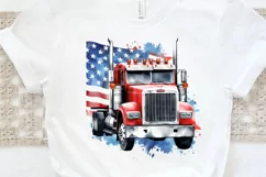 Patriotic Truck Sublimation PNG Clipart Product Image 3