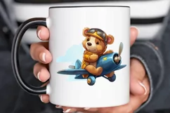 Cute Little Bear Flying On Plane PNG Clipart Product Image 3
