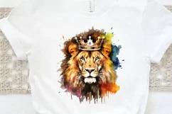 Watercolor King Lion Sublimation PNG Clipart Product Image 3