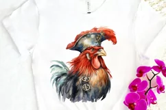 Rooster Pirate Watercolor Sublimation PNG Clipart Product Image 3