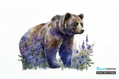 Watercolor Grizzly Bear PNG Clipart Product Image 1