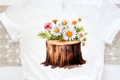 Flower Wooden Stump Watercolor Sublimation PNG Clipart Product Image 3