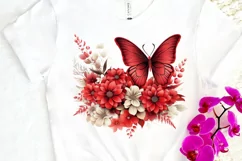 Floral Red Butterfly Couple PNG Clipart Product Image 3