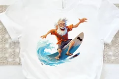 Funny Grandpa Surfing PNG Clipart Product Image 3