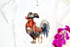 Rooster Pirate Watercolor Sublimation PNG Clipart Product Image 3