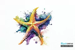 Watercolor Starfish PNG Clipart Product Image 1