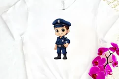 Cute Police Officer Boy PNG Clipart Product Image 3