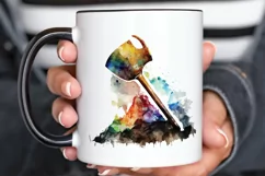 Watercolor Miner Pick Shovel PNG Clipart Product Image 3