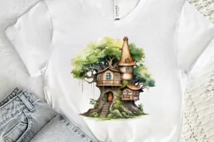 Fairy Tree House Watercolor PNG Clipart Product Image 3