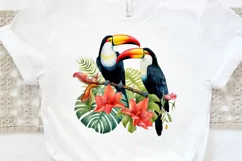 Toucans in Rainforest Sublimation PNG Clipart Product Image 3