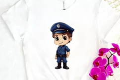 Cute Police Officer Boy PNG Clipart Product Image 3