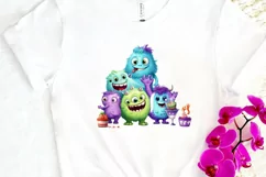 Cute Monsters On Birthday Sublimation PNG Clipart Product Image 3