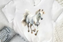 Beautiful White Horse Watercolo PNG Clipart Product Image 3