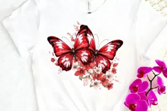 Floral Red Butterfly Couple PNG Clipart Product Image 3