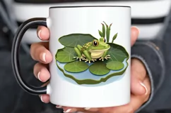 Watercolor Cute Frog on a Lilly pad PNG Clipart Product Image 3